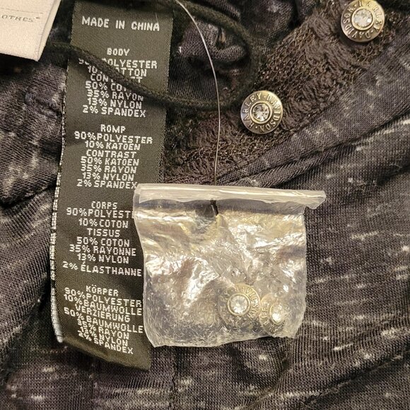 Harley-Davidson Black Burnout Henley Style Hoodie with Lace Inset on Sides  NEW - Picture 14 of 16